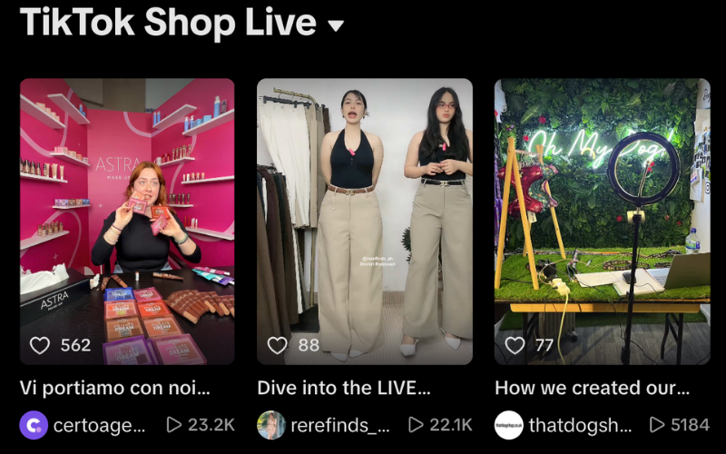 TikTok Shop live shopping interface