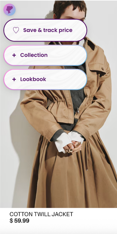 Browser extension save button on a product page